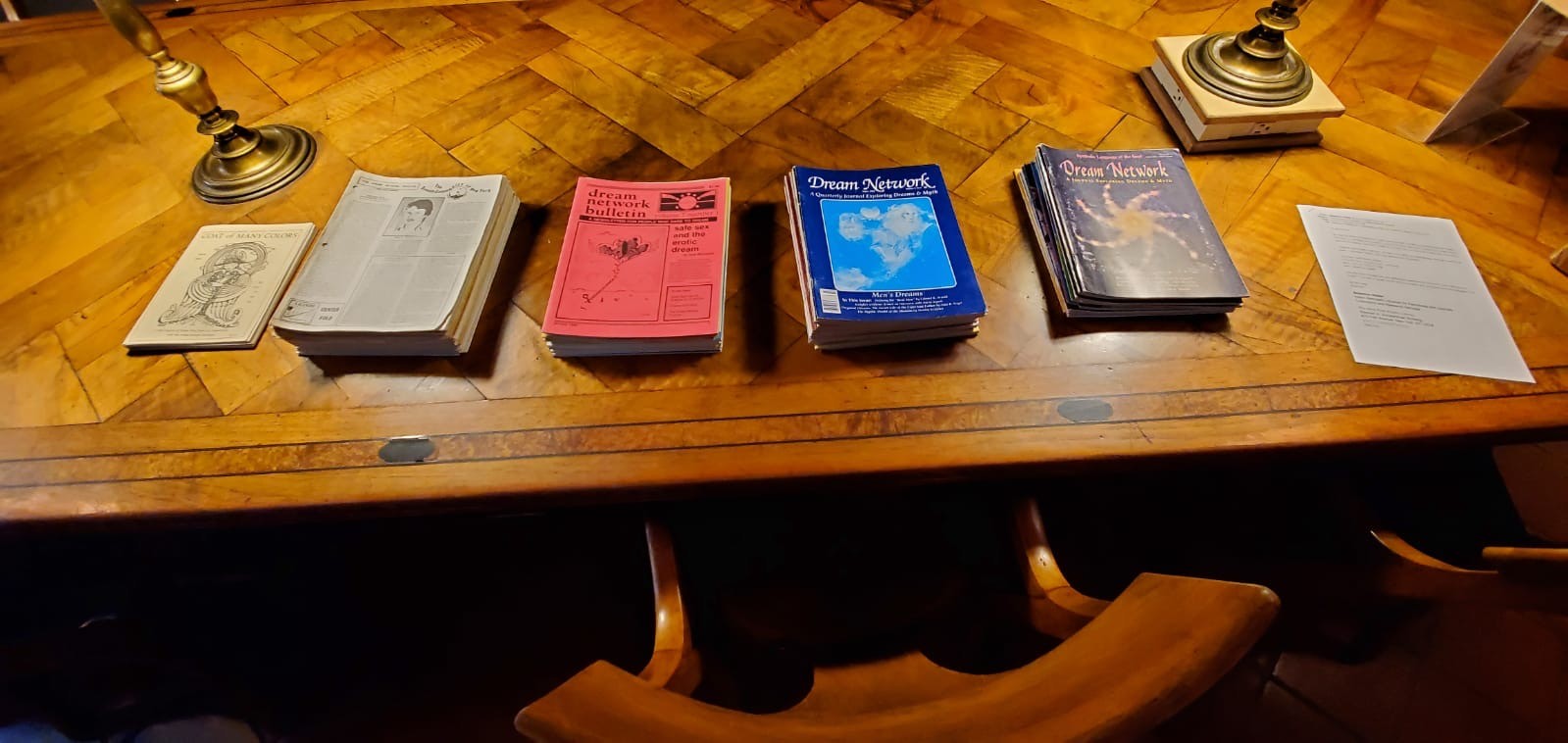 Magazines on a wooden table