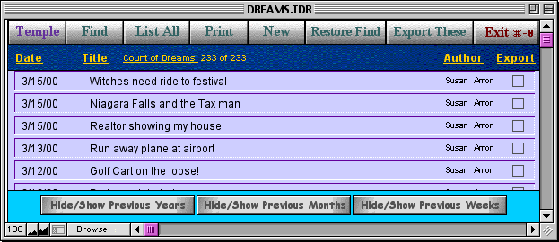 Dream Temple software screenshot